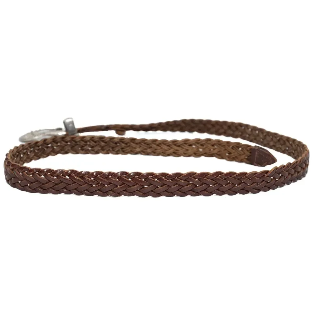 Genuine Leather Brown Braided Belt Size Large